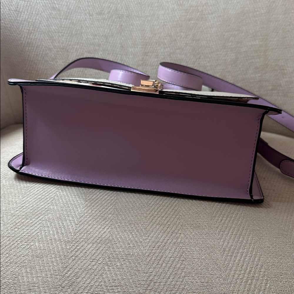 Aldo Cream and Purple Satchel with Fun Embellishments and Shoulder Strap - Picture 14 of 14